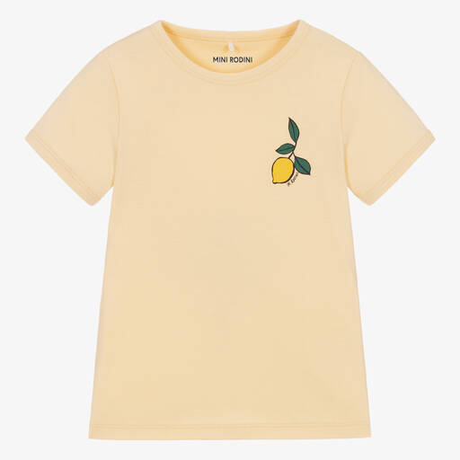 Mini Rodini-Girls Yellow Lemon Cotton T-Shirt | Childrensalon Outlet