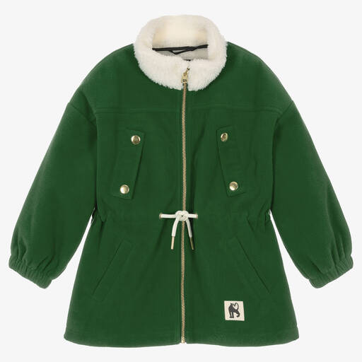 Mini Rodini-Green Drawstring Fleece Wind Coat | Childrensalon Outlet