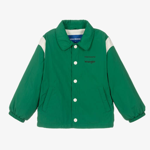 Mini Rodini-جاكيت مقاوم للماء لون أخضر وعاجي | Childrensalon Outlet