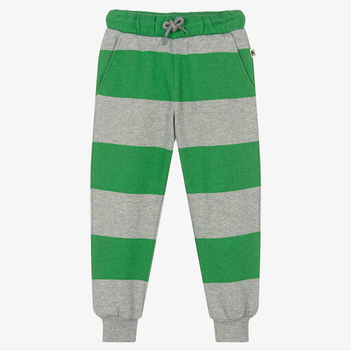 Mini Rodini-Green Stripe Organic Cotton Joggers | Childrensalon Outlet