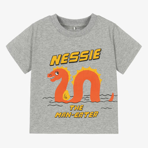 Mini Rodini-Grey Loch Ness Monster T-Shirt | Childrensalon Outlet