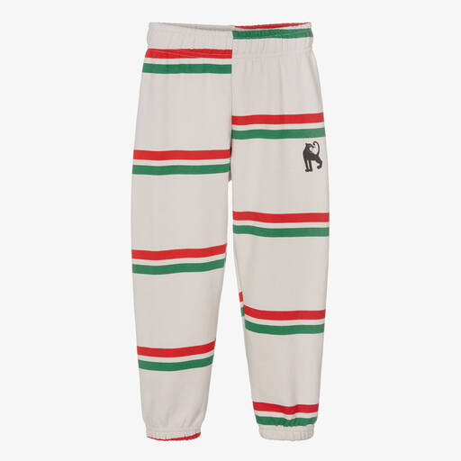Mini Rodini-Grey Stripe Organic Cotton Joggers | Childrensalon Outlet