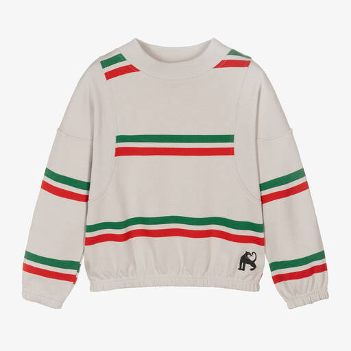Mini Rodini-سويتشيرت قطن جيرسي عضوي مقلم لون رمادي | Childrensalon Outlet