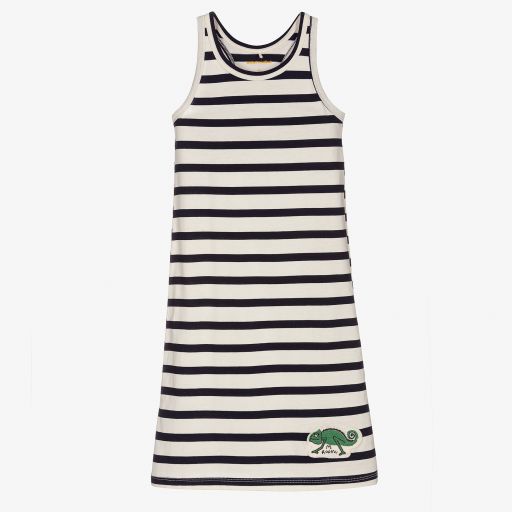 Mini Rodini-Ivory & Blue Striped Dress | Childrensalon Outlet