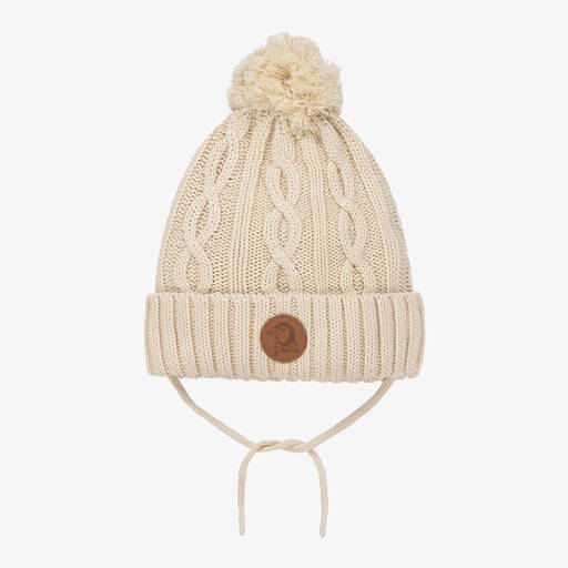 Mini Rodini-Ivory Cable Knit Pom-Pom Hat | Childrensalon Outlet