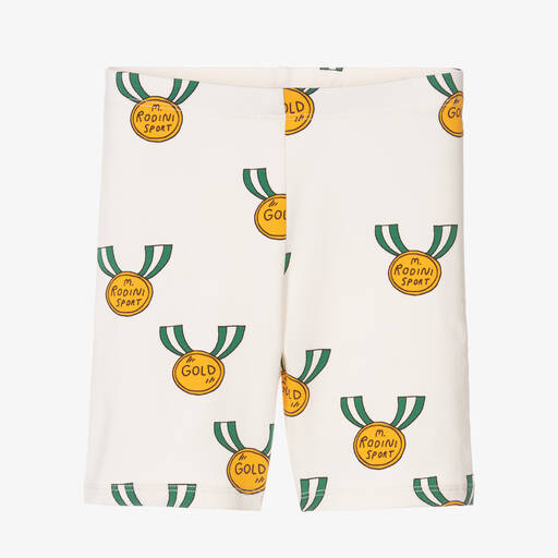 Mini Rodini-Ivory Organic Cotton Medals Shorts | Childrensalon Outlet