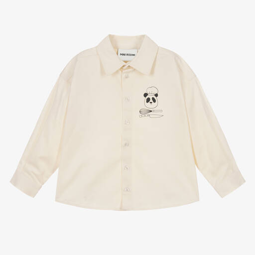 Mini Rodini-Chemise ivoire en coton bio panda | Childrensalon Outlet