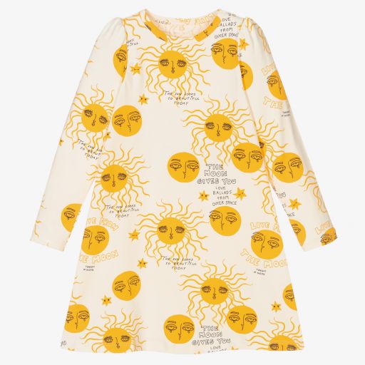 Mini Rodini-Кремово-желтое хлопковое платье | Childrensalon Outlet