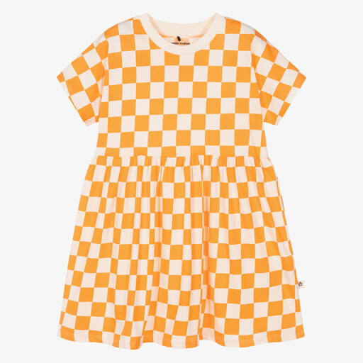Mini Rodini-Orange Check Cotton Dress | Childrensalon Outlet