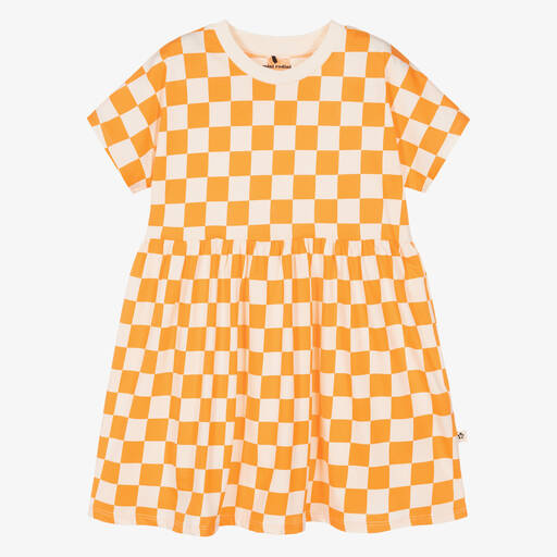 Mini Rodini-Оранжевое хлопковое платье в клетку | Childrensalon Outlet
