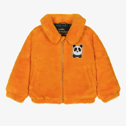 Mini Rodini-Orange Faux Fur Bomber Jacket | Childrensalon Outlet