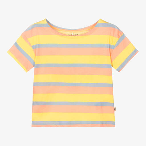 Mini Rodini-T-shirt rose et jaune pastel rayé | Childrensalon Outlet