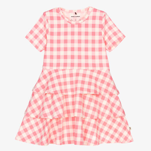 Mini Rodini-Rosa Baumwollkleid mit Vichykaros | Childrensalon Outlet