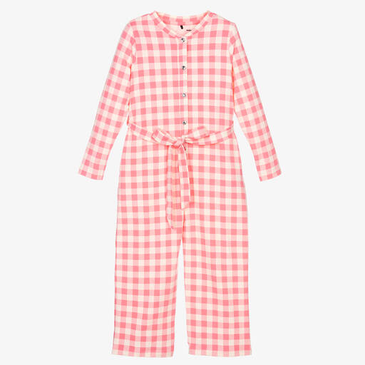 Mini Rodini-Rosa Baumwoll-Jumpsuit mit Vichykaros | Childrensalon Outlet