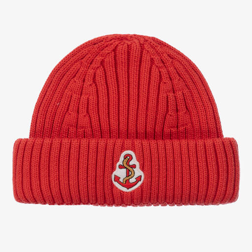 Mini Rodini-Red Organic Cotton Knitted Beanie Hat | Childrensalon Outlet