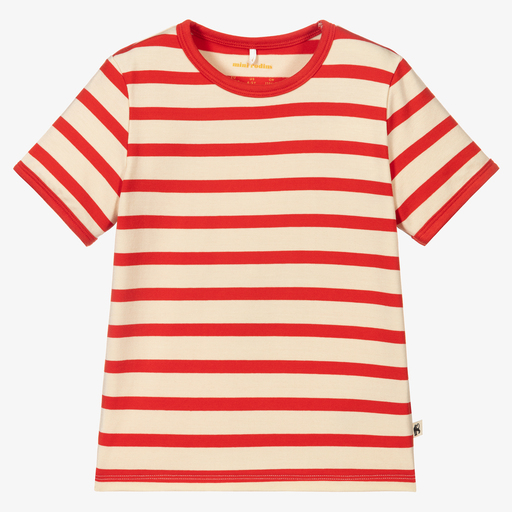 Mini Rodini-T-shirt rayé rouge en Lyocell | Childrensalon Outlet