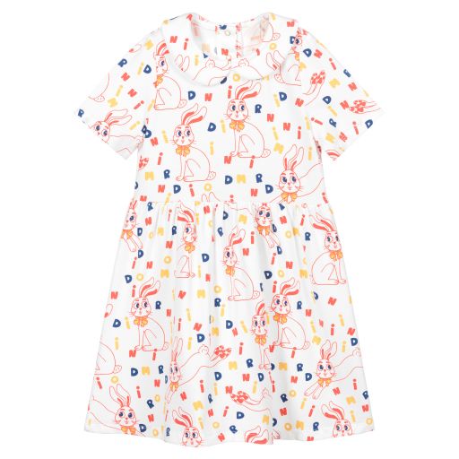 Mini Rodini-White Jersey Rabbit Dress | Childrensalon Outlet