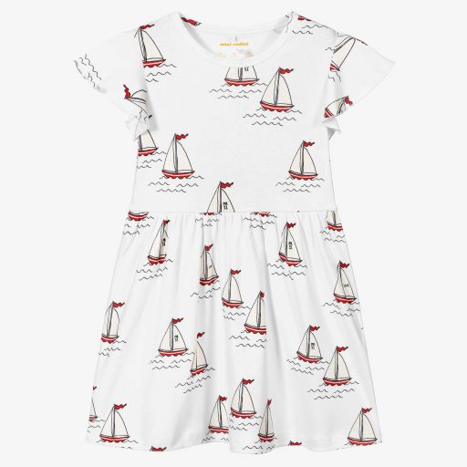 Mini Rodini-White Organic Cotton Dress | Childrensalon Outlet