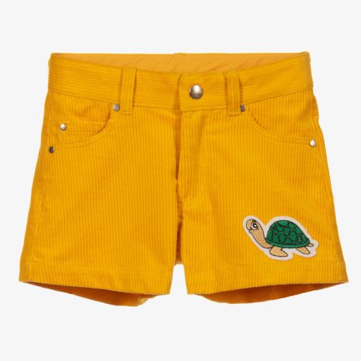 Mini Rodini-Yellow Cotton Corduroy Shorts | Childrensalon Outlet