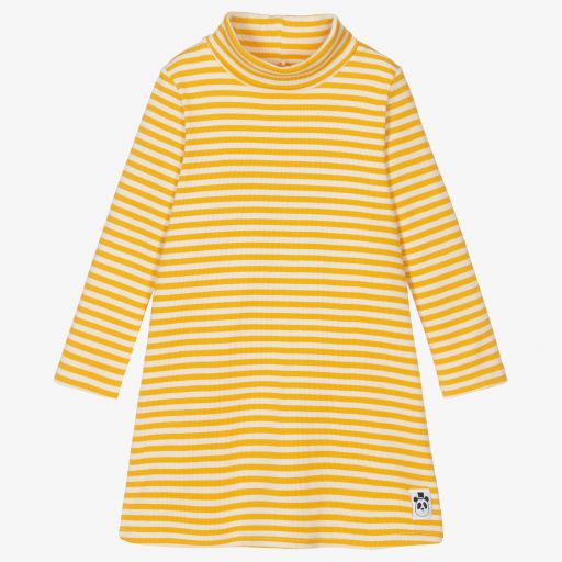 Mini Rodini-Yellow Cotton Rollneck Dress | Childrensalon Outlet