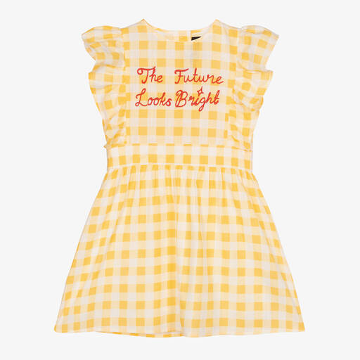 Mini Rodini-Yellow Gingham Cotton Dress | Childrensalon Outlet
