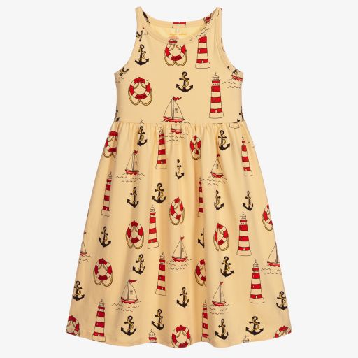 Mini Rodini-Yellow Organic Cotton Dress | Childrensalon Outlet
