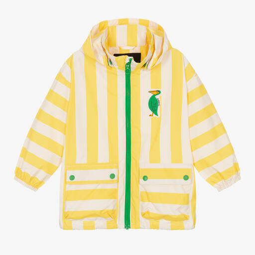 Mini Rodini-Yellow Stripe Water-Repellent Raincoat | Childrensalon Outlet