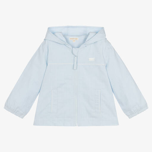 Mintini Baby-Baby Boys Blue Cotton Jacket | Childrensalon Outlet