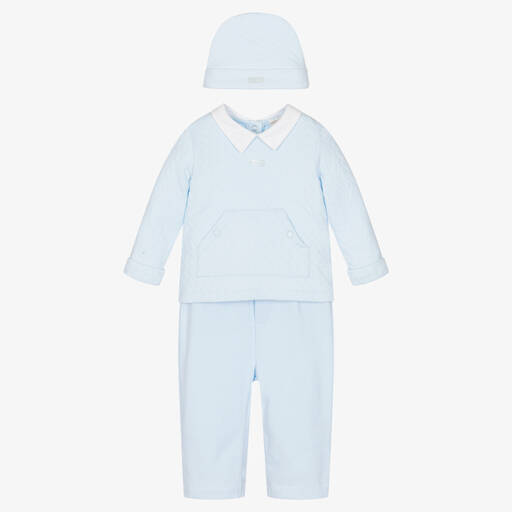 Mintini Baby-Baby Boys Blue Cotton Trouser Set | Childrensalon Outlet