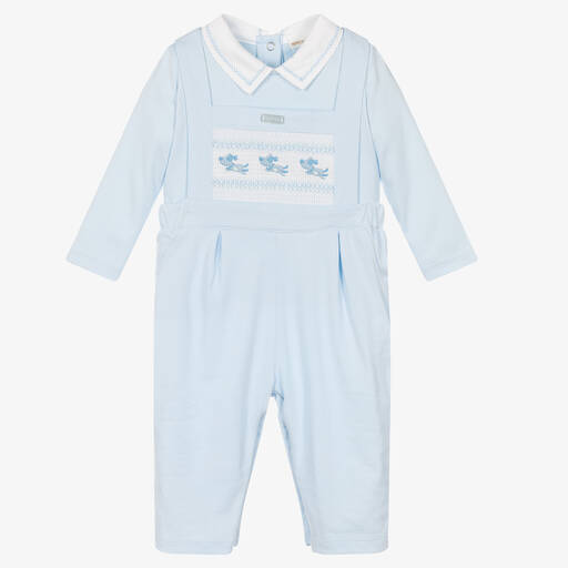 Mintini Baby-Baby Boys Blue Dungaree Set | Childrensalon Outlet