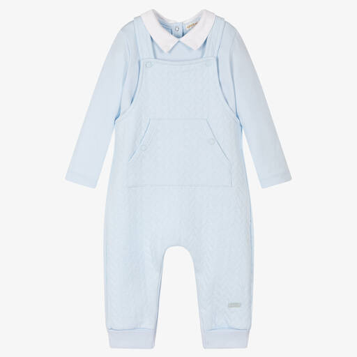 Mintini Baby-Baby Boys Blue Dungaree Set | Childrensalon Outlet