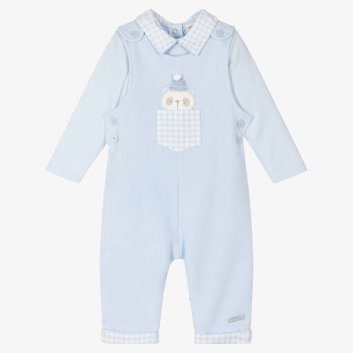 Mintini Baby-Baby Boys Blue Dungaree Set | Childrensalon Outlet