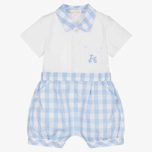 Mintini Baby-Baby Boys Blue Gingham Shorts Sets | Childrensalon Outlet