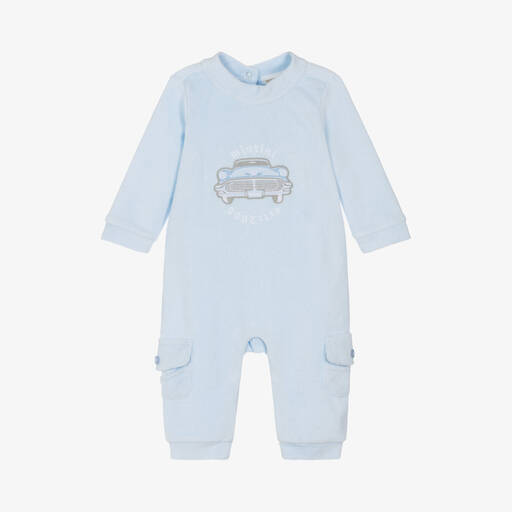 Mintini Baby-Baby Boys Blue Towelling Romper | Childrensalon Outlet