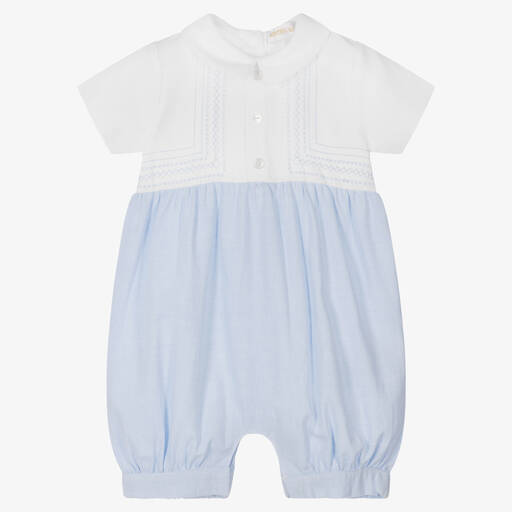 Mintini Baby-Baby Boys Blue & White Shortie | Childrensalon Outlet