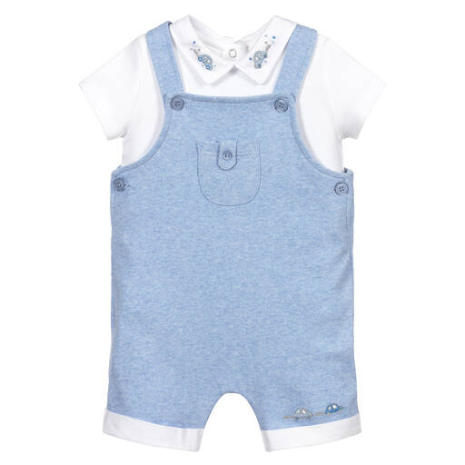 Mintini Baby-Baby Boys Dungaree Shorts Set | Childrensalon Outlet