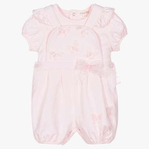 Mintini Baby-Baby Girls Cotton Dungaree Set | Childrensalon Outlet