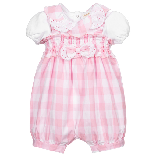 Mintini Baby-Baby Girls Dungaree Shorts Set | Childrensalon Outlet