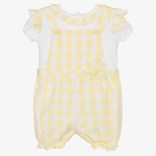 Mintini Baby-Baby Girls Dungaree Shorts Set | Childrensalon Outlet