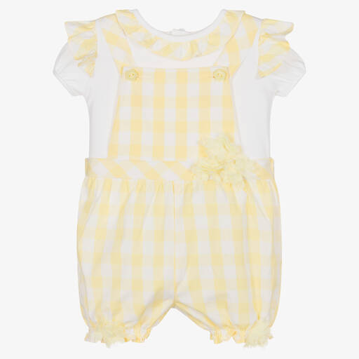 Mintini Baby-Baby Girls Dungaree Shorts Set | Childrensalon Outlet