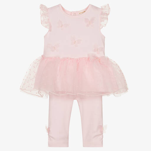 Mintini Baby-Baby Girls Pink Cotton Leggings Set | Childrensalon Outlet