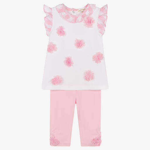 Mintini Baby-Baby Girls Pink Cotton Leggings Set | Childrensalon Outlet