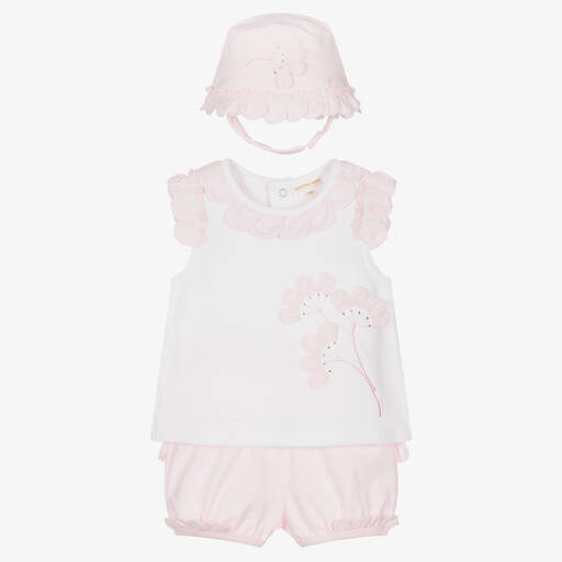 Mintini Baby-Baby Girls Pink Cotton Shorts Set | Childrensalon Outlet