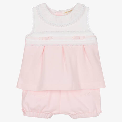 Mintini Baby-Baby Girls Pink Cotton Shorts Set | Childrensalon Outlet