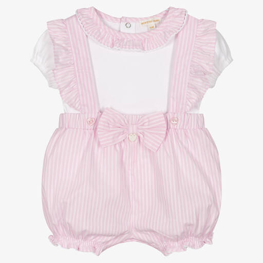 Mintini Baby-Baby Girls Pink Cotton Shorts Set | Childrensalon Outlet