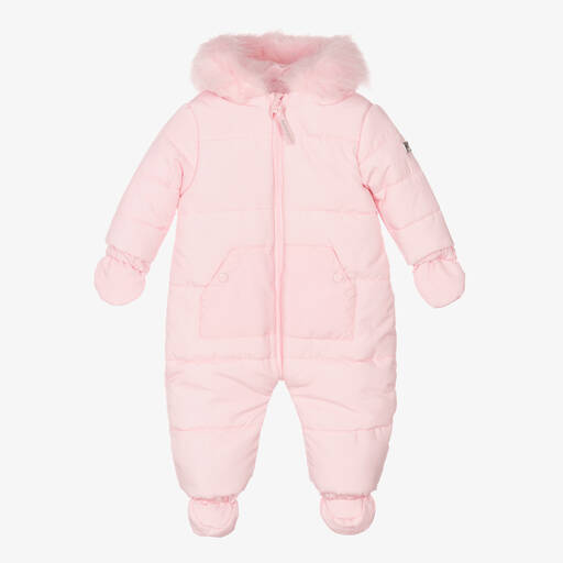 Mintini Baby-Baby Girls Pink Padded Snowsuit | Childrensalon Outlet