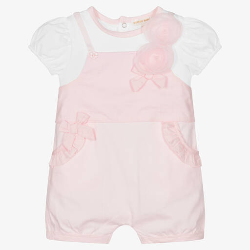 Mintini Baby-Baby Girls Pink & White Shortie | Childrensalon Outlet