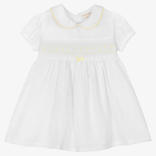 Mintini Baby-Baby Girls White Cotton Dress | Childrensalon Outlet