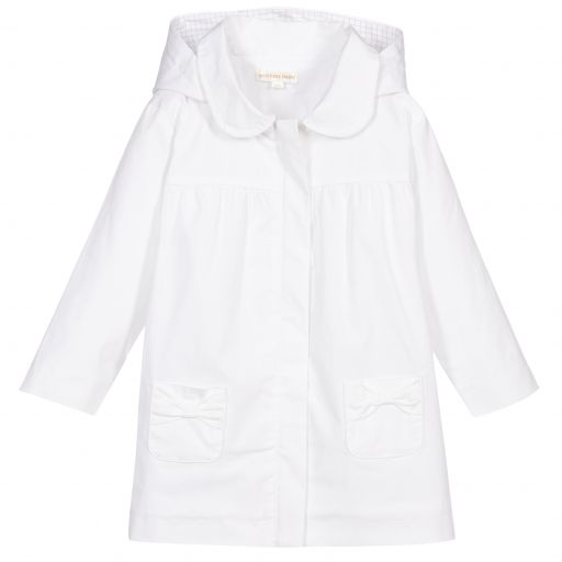 Mintini Baby-Baby Girls White Cotton Jacket | Childrensalon Outlet