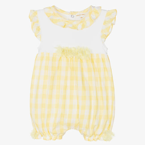 Mintini Baby-Baby Girls Yellow Cotton Shortie | Childrensalon Outlet